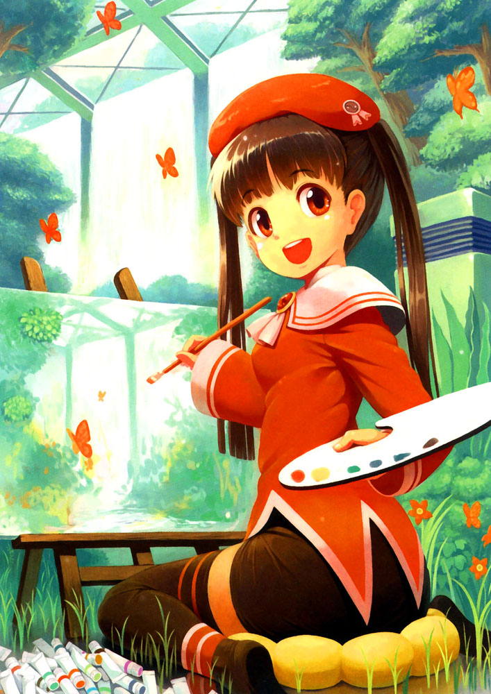 正在水粉画的美少女