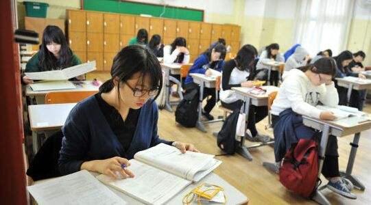 艺术生们正在复习政治