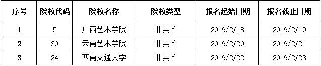 非美术类校考安排时间表